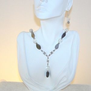 Quartz & Agate Sterling Silver Necklace Set